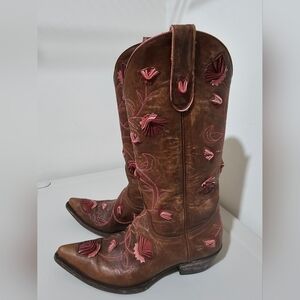Old Gringo Brown and Pink Heeled Boots